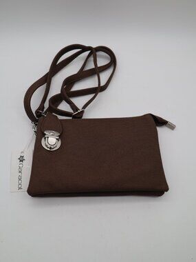 Caracol Crossbody Bag Purse Clutch Textured Vegan Leather Brown Small NWT